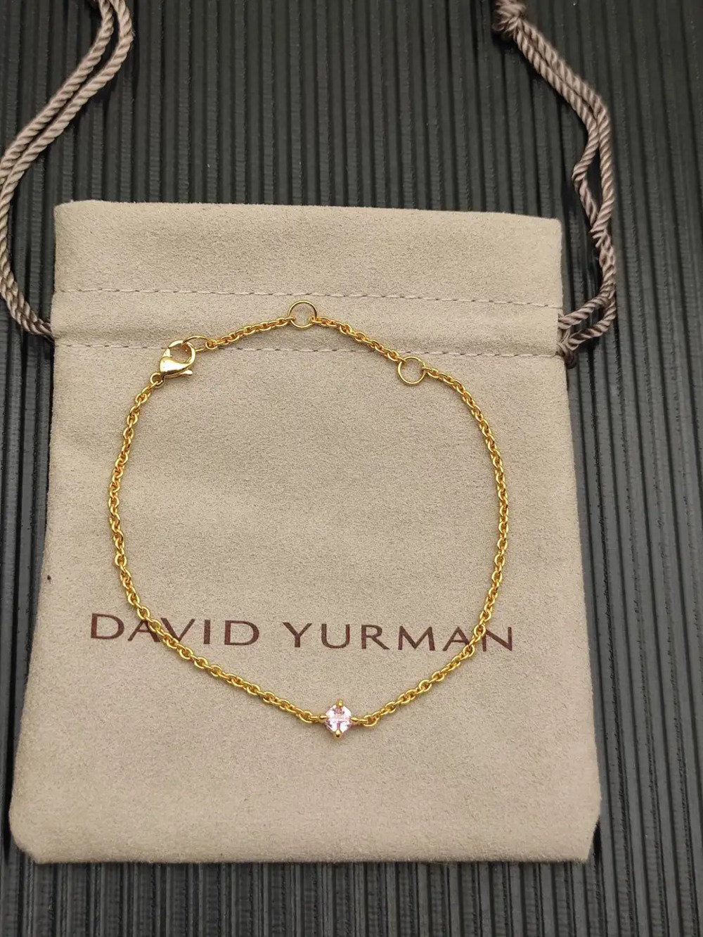 David Yurman Gold Solitaire Pink Diamond Bracelet